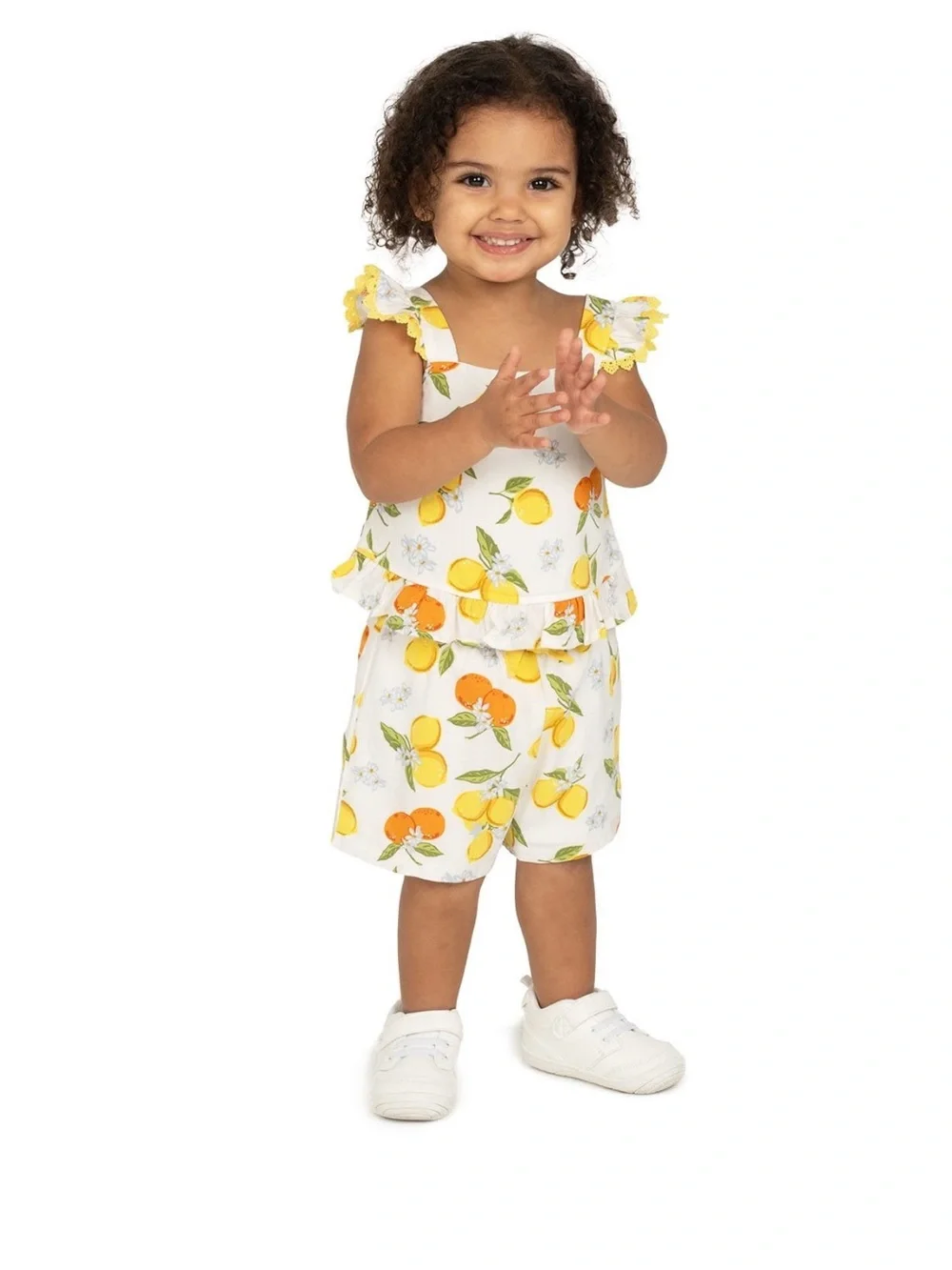 Rare Editions Toddler Girls 2 Piece Elastic Waistband Woven Short Set Lemons 2T